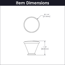 Facette Collection Knob 1-1/4'' diam Matte Black Finish B054726-MB