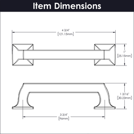 Studio II Collection Pull 3-3/4'' cc Brushed Golden Brass Finish B055551-BGB