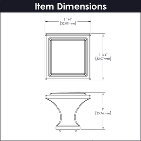 Studio II Collection Knob 1-1/4'' Square Chrome Finish B055555-CH