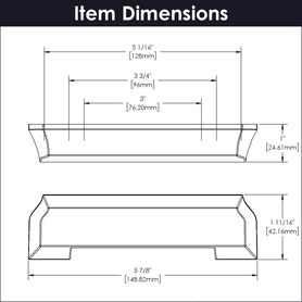 Studio II Collection Cup Pull 3'', 3-3/4'' & 5-1/16'' (128mm) cc Matte Black Finish B055568-MB