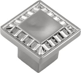 Bijou Astoria Collection Knob 1'' Square Satin Nickel Finish B056407-SN