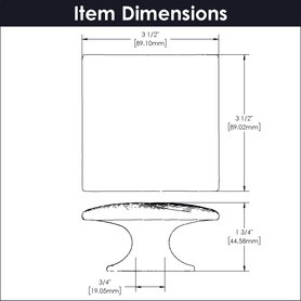 Bijou Tempest Collection Knob 3-1/2'' Square Matte Black Finish B057801-MB