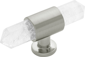 Bijou Aura Collection T-Knob 2-3/4'' x 3/4'' Satin Nickel with Natural Quartz Finish B075512-SN