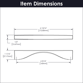 Channel Collection Pull 6-5/16'' cc Matte Black Finish B076151-MB