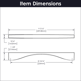 Channel Collection Pull 8-13/16'' cc Chrome Finish B076153-CH