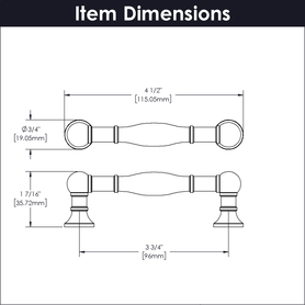 Fuller Collection Pull 3-3/4'' cc Vintage Bronze Finish B076290-VB
