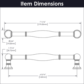 Fuller Collection Pull 6-5/16'' cc Chrome Finish B076291-CH