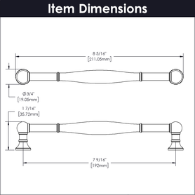 Fuller Collection Pull 7-9/16'' cc Polished Nickel Finish B076292-14