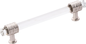 Chrysalis Collection Pull 5-1/16'' cc Polished Nickel with Glass Finish B076307GL-14