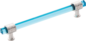 Chrysalis Collection Pull 6-5/16'' cc Polished Nickel with Cerulean Glass Finish B076308GC-14