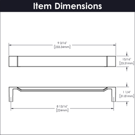Fuse Collection Pull 8-13/16'' cc Satin Nickel with Black Wood Finish B076623WB-SN