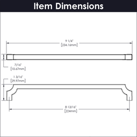 Monarch Collection Pull 8-13/16'' cc Brushed Golden Brass Finish B076645-BGB