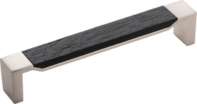 Fuse Collection Pull 6-5/16'' cc Satin Nickel with Black Wood Finish B076710WB-SN