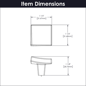Flex Collection Knob 1-1/4'' Square Matte Black Finish B076716-MB