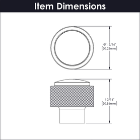 Verge Collection Knob 1-3/16'' diam Matte Black Finish B076865-MB