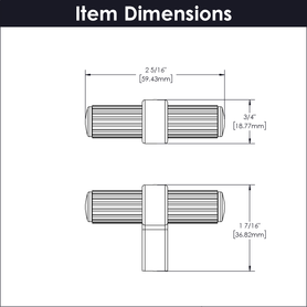 Sinclaire Collection T-Knob 2-3/8'' x 3/4'' Matte Black & Brushed Golden Brass Finish B076886-MBBGB