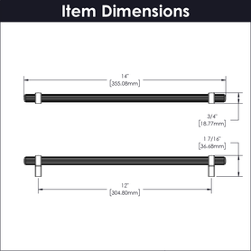 Sinclaire Collection Pull 12'' cc Matte Black Finish B076894-MB