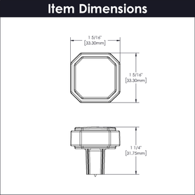 Monroe Collection Knob 1-5/16'' x 1-5/16'' Chrome Finish B076895-CH