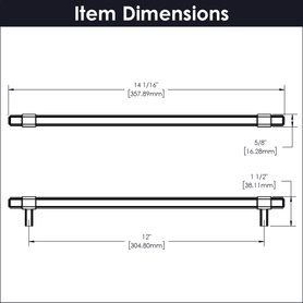 Monroe Collection Pull 12'' cc Satin Nickel Finish B076902-SN