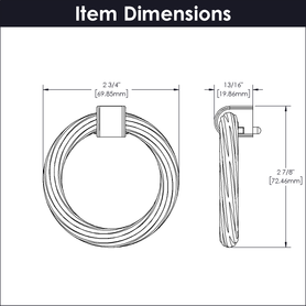 Bijou Sybil Collection Ring Pull 2-7/8'' x 2-3/4'' Satin Nickel Finish B076986-SN