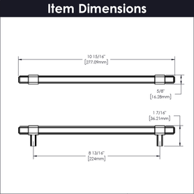 Monroe Collection Pull 8-13/16'' cc Matte Black Finish B077026-MB
