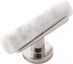 Firenze Collection T-Knob 2-1/2'' x 1'' White Marble with Polished Nickel Finish B077041MW-14