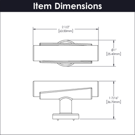 Firenze Collection T-Knob 2-1/2'' x 1'' White Marble with Satin Nickel Finish B077041MW-SN