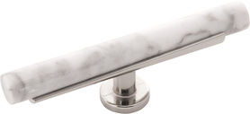 Firenze Collection T-Knob 5'' x 1'' White Marble with Polished Nickel Finish B077044MW-14