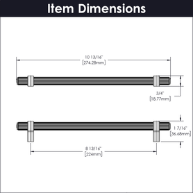 Sinclaire Collection Pull 8-13/16'' cc Satin Nickel Finish B077053-SN