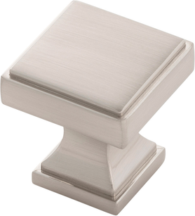 Brownstone Collection Knob 1-1/8'' Square Satin Nickel Finish B077458-SN