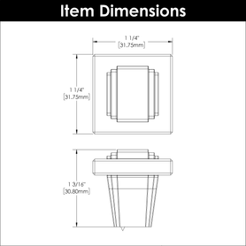 Belleclaire Collection Knob 1-1/4'' Square Matte Black Finish B077497-MB