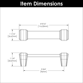 Belleclaire Collection Pull 3-3/4'' cc Crysacrylic with Brushed Golden Brass Finish B077503-BGB