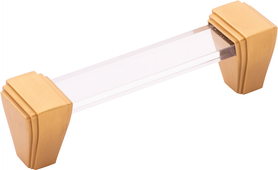 Belleclaire Collection Pull 3-3/4'' cc Crysacrylic with Brushed Golden Brass Finish B077503-BGB