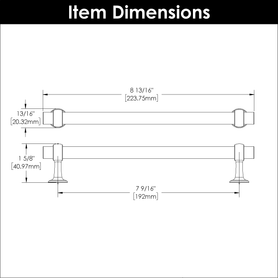 Ostia Collection Pull 7-9/16'' cc Matte Black and Brushed Golden Brass Finish B077525-MBBGB