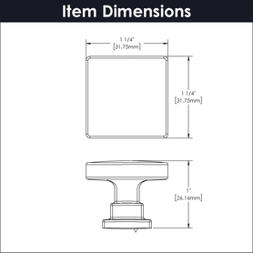 Brighton Collection Knob 1-1/4'' Square Satin Nickel Finish B077889SN
