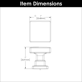 Brighton Collection Knob 1'' Square Matte Black Finish B077890MB