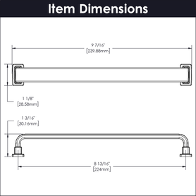 Brighton Collection Pull 8-13/16'' cc Brushed Golden Brass Finish B077897BGB