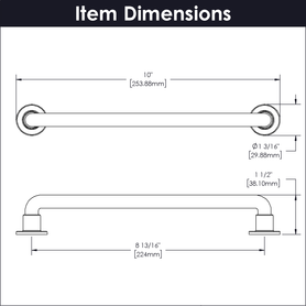 Urbane Collection Pull 8-13/16'' cc Satin Nickel Finish B077951SN
