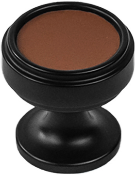 Reserve Collection Knob 1-1/4'' diam Matte Black with Brown Leather Finish B077977LRMB
