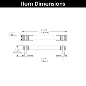 Reserve Collection Pull 5-1/16'' cc Satin Nickel with Brown Leather Finish B077980LRSN
