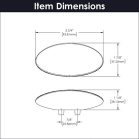 Bijou Grata Collection Pull 3-3/4'' x 1-78'' Oval Matte Black Finish B078768-MB