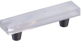 Fused Glass, Rectangular Pull 4-1/2'' x 1'' Overall, 3'' cc, Translucent White, Conical Stem, Brushed Stainless Steel 211060-TW-BSS