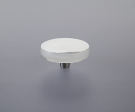 Fused Glass, Large Round Knob 2-1/2'' Dia, Translucent White, Conical Stem, Brushed Stainless Steel 211065-TW-BSS