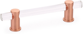 Lumiere Pull, Adjustable Clear Acrylic, Brushed Rose Gold, 4'' cc 404-BRG