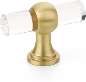 Lumiere Transitional T-Knob, Adjustable Clear Acrylic, Satin Brass, 2'' 411-SB