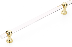 Lumiere Transitional Appliance Pull, NON-Adjustable Clear Acrylic, Polished Brass, 12'' cc 412-03