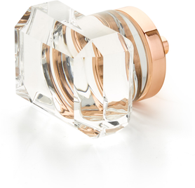 City Lights Rectangular Glass Knob, Polished Rose Gold, 1-3/4''  52-PRG