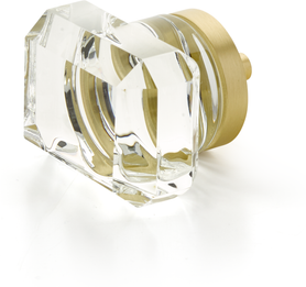 City Lights Rectangular Glass Knob, Satin Brass, 1-3/4''  52-SB