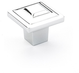 Menlo Park Knob, Square, Polished Chrome, 1-1/4'' 530-26