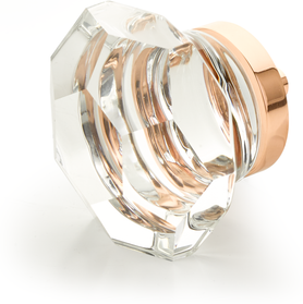 City Lights Faceted Dome Glass Knob, Polished Rose Gold, 1-3/4'' dia 54-PRG